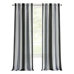 Spectrum Solid Rod Pocket Panel Modern Window Curtain Panel, Black/Silver, 50" x